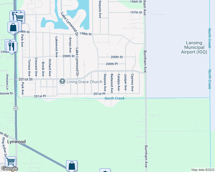 map of restaurants, bars, coffee shops, grocery stores, and more near 20152 Redwood Avenue in Lynwood
