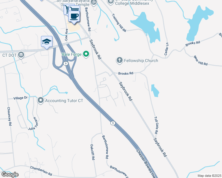 map of restaurants, bars, coffee shops, grocery stores, and more near 139 Woodbury Circle in Middletown