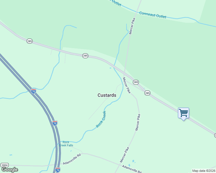map of restaurants, bars, coffee shops, grocery stores, and more near 4691-4919 Rock Creek Road in Cochranton