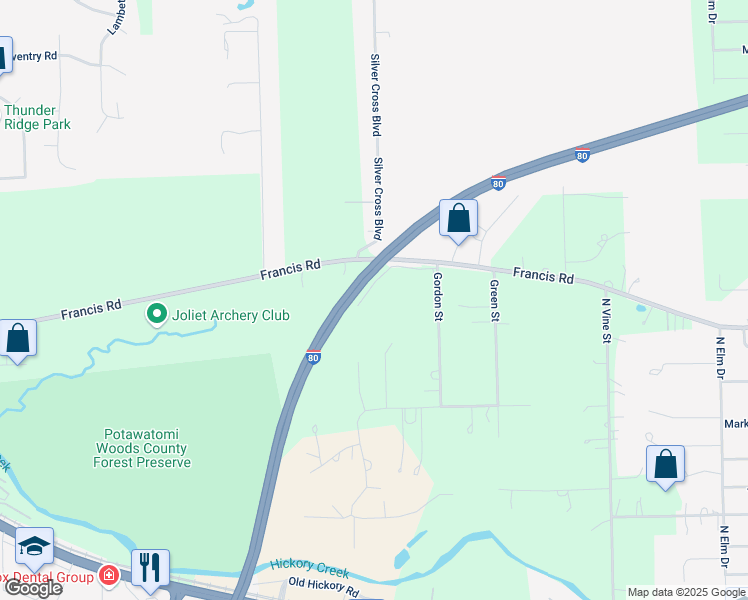 map of restaurants, bars, coffee shops, grocery stores, and more near 482 West Francis Road in New Lenox