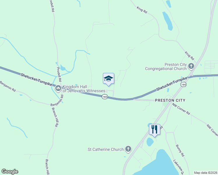 map of restaurants, bars, coffee shops, grocery stores, and more near 325 Connecticut 165 in Preston
