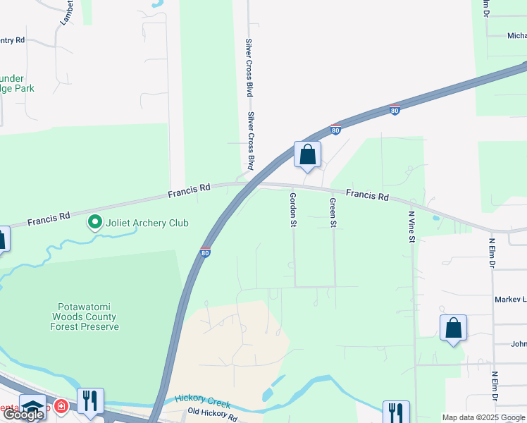 map of restaurants, bars, coffee shops, grocery stores, and more near 482 West Francis Road in New Lenox