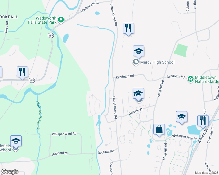 map of restaurants, bars, coffee shops, grocery stores, and more near 109 Red Clover Circle in Middletown