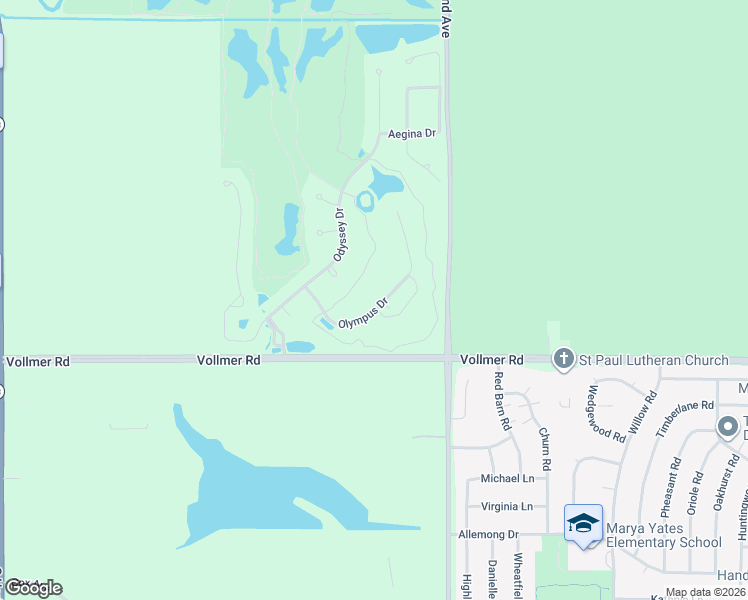 map of restaurants, bars, coffee shops, grocery stores, and more near 50 Olympus Drive in Tinley Park