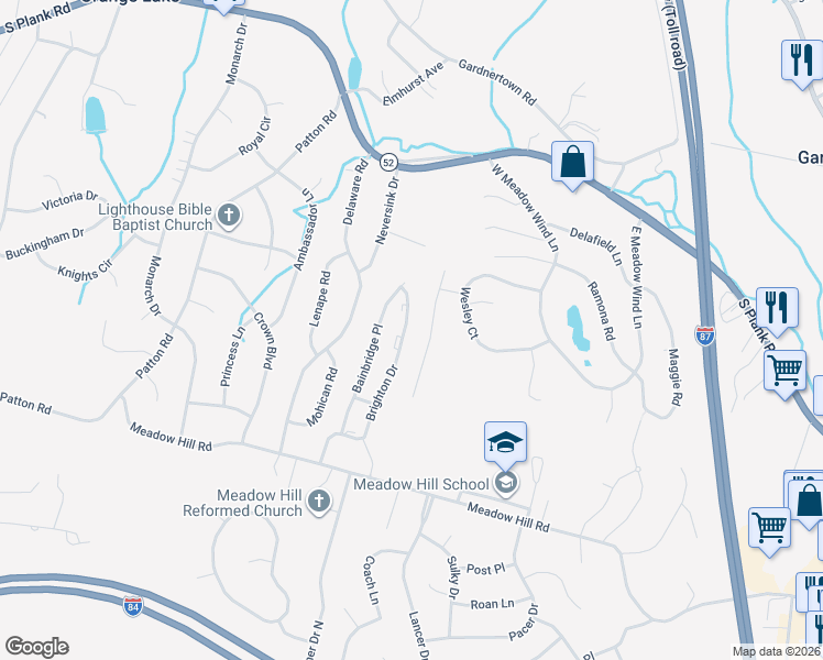 map of restaurants, bars, coffee shops, grocery stores, and more near 22 Hibbing Way in Newburgh