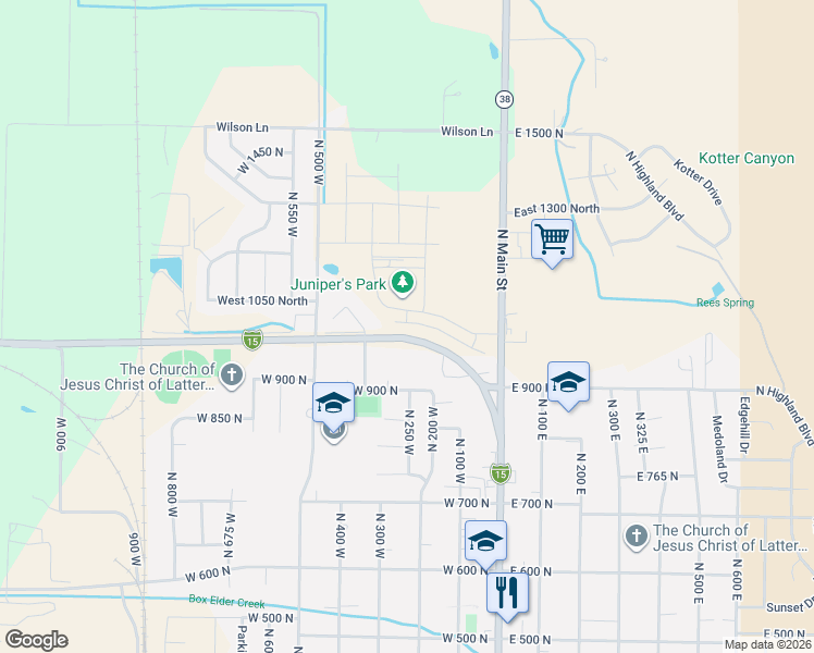 map of restaurants, bars, coffee shops, grocery stores, and more near 247 West 925 North in Brigham City
