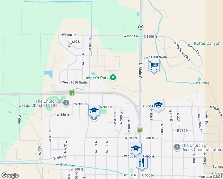 map of restaurants, bars, coffee shops, grocery stores, and more near 267 West 925 North in Brigham City