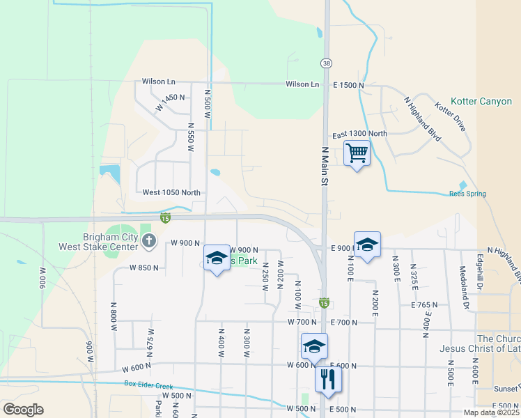 map of restaurants, bars, coffee shops, grocery stores, and more near 259 West 925 North in Brigham City