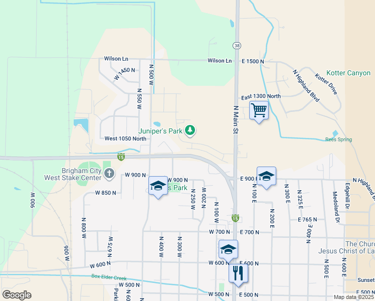 map of restaurants, bars, coffee shops, grocery stores, and more near 267 West 925 North in Brigham City