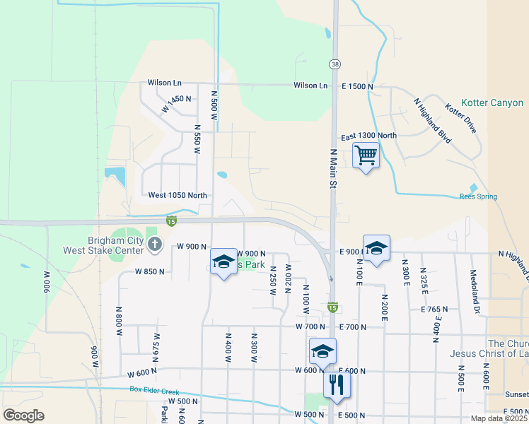 map of restaurants, bars, coffee shops, grocery stores, and more near 271 West 925 North in Brigham City