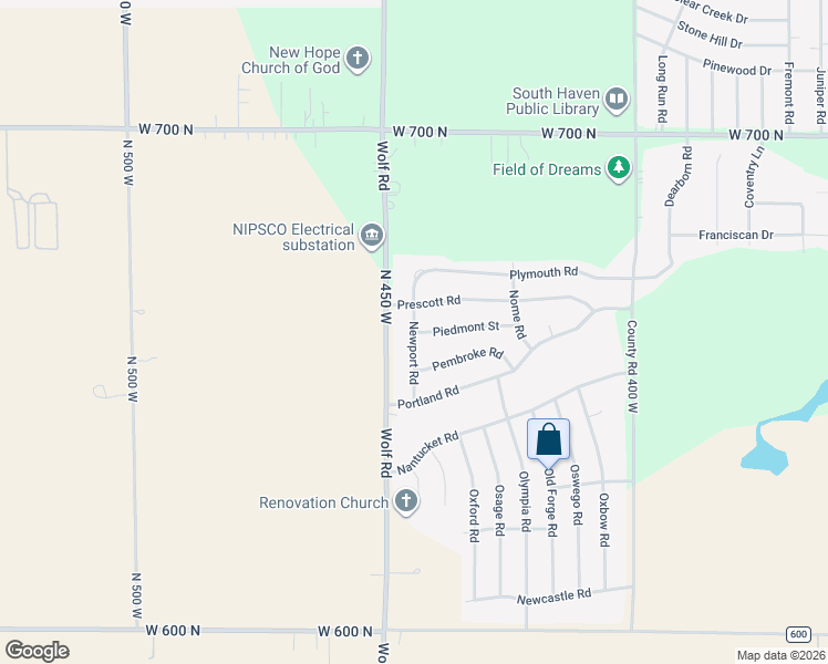 map of restaurants, bars, coffee shops, grocery stores, and more near Newport Road in South Haven