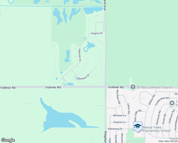 map of restaurants, bars, coffee shops, grocery stores, and more near 50 Olympus Drive in Tinley Park