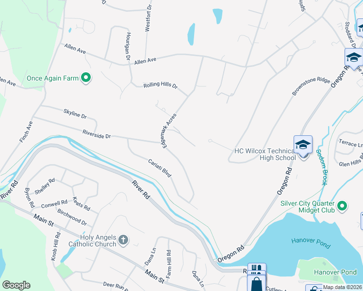 map of restaurants, bars, coffee shops, grocery stores, and more near 270 Edgemark Acres in Meriden