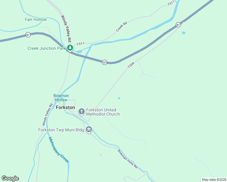 map of restaurants, bars, coffee shops, grocery stores, and more near 346 Main Street in Forkston