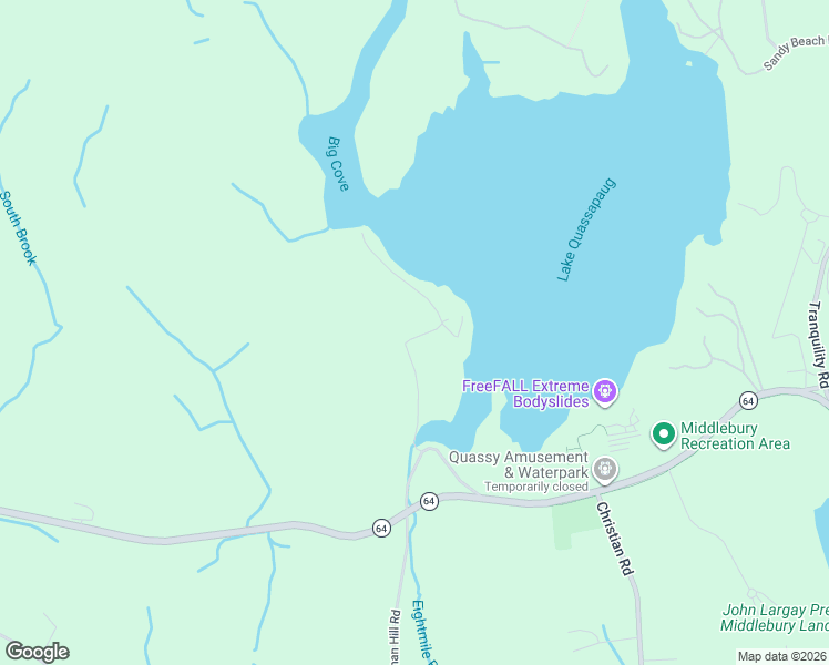 map of restaurants, bars, coffee shops, grocery stores, and more near 21 West Lake Road in Middlebury