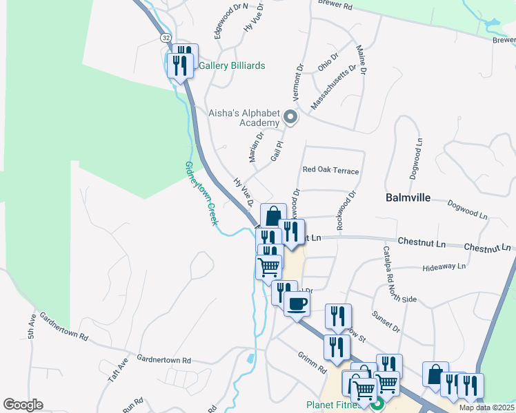 map of restaurants, bars, coffee shops, grocery stores, and more near 100 Barclay Manor in Newburgh