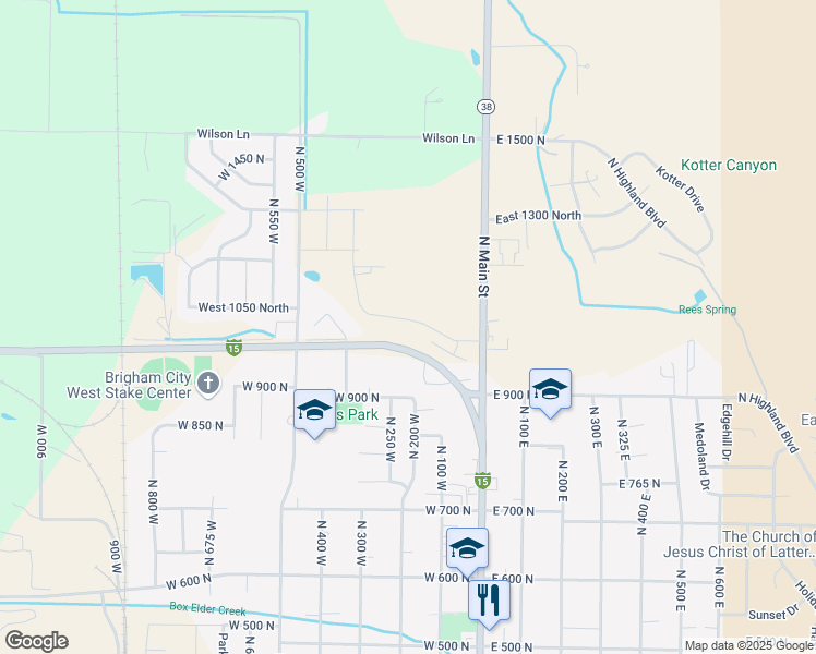 map of restaurants, bars, coffee shops, grocery stores, and more near 182 West 925 North in Brigham City