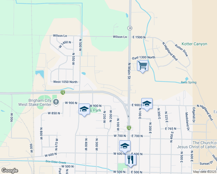 map of restaurants, bars, coffee shops, grocery stores, and more near 190 West 925 North in Brigham City