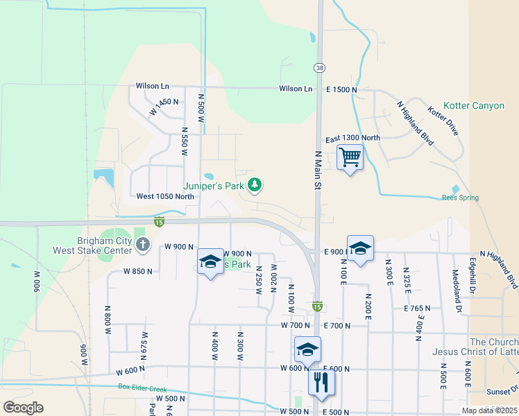 map of restaurants, bars, coffee shops, grocery stores, and more near 242 West 925 North in Brigham City