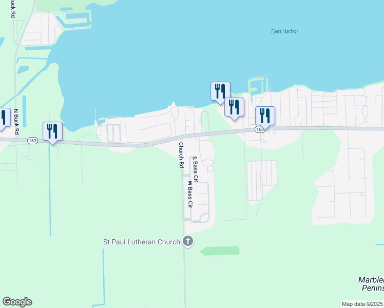 map of restaurants, bars, coffee shops, grocery stores, and more near 1-51 West Bass Circle in Lakeside Marblehead