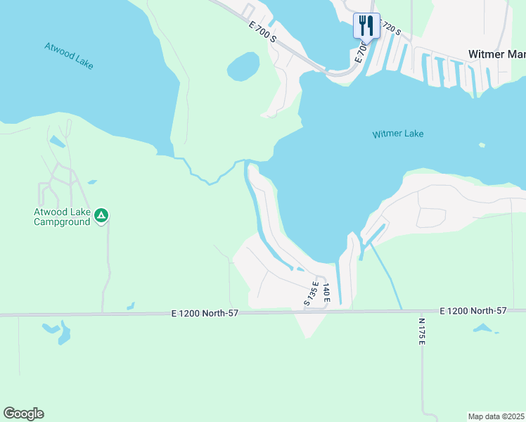 map of restaurants, bars, coffee shops, grocery stores, and more near 7660 South 140 East in Wolcottville