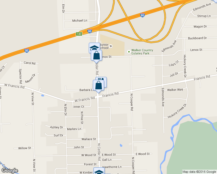 map of restaurants, bars, coffee shops, grocery stores, and more near 115 Francis Road in New Lenox