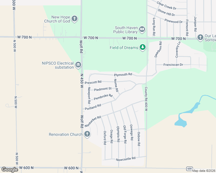 map of restaurants, bars, coffee shops, grocery stores, and more near 427 Piedmont Street in Valparaiso