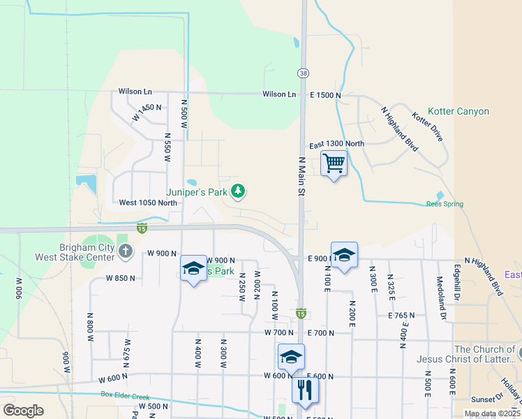 map of restaurants, bars, coffee shops, grocery stores, and more near 154 West 950 North in Brigham City