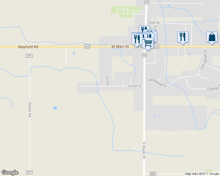 map of restaurants, bars, coffee shops, grocery stores, and more near 133 Sunset Street in Orwell