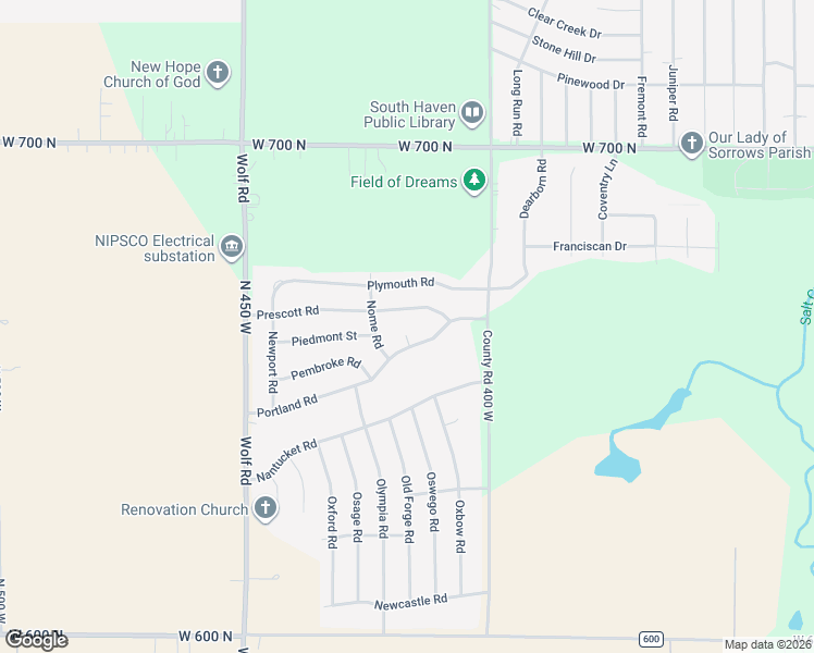 map of restaurants, bars, coffee shops, grocery stores, and more near 421 Portland Court in Valparaiso