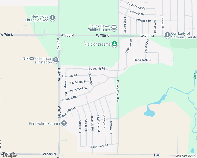 map of restaurants, bars, coffee shops, grocery stores, and more near 421 Portland Court in Valparaiso