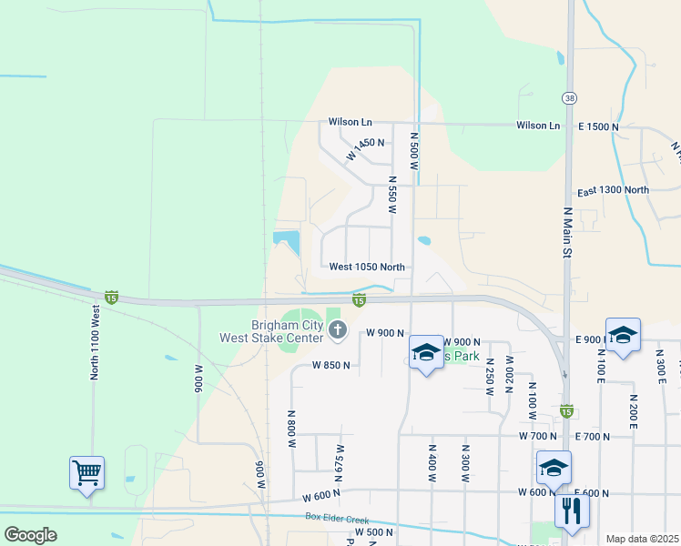 map of restaurants, bars, coffee shops, grocery stores, and more near 677 West 1050 North in Brigham City