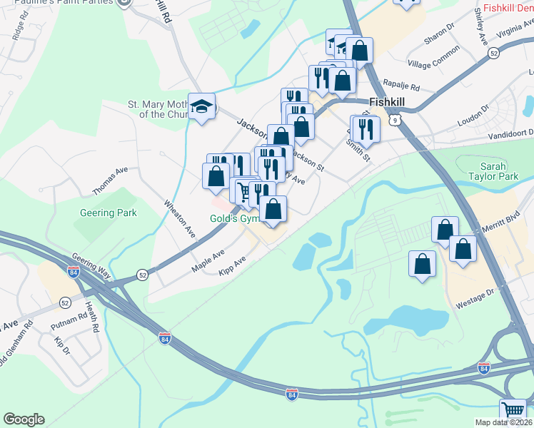 map of restaurants, bars, coffee shops, grocery stores, and more near 986 Main Street in Fishkill