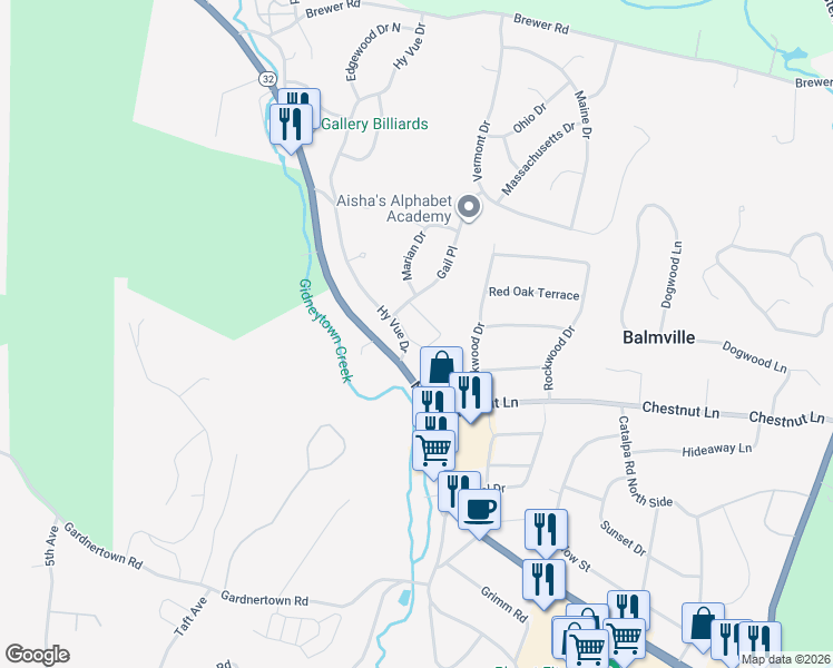 map of restaurants, bars, coffee shops, grocery stores, and more near 100 Barclay Manor in Newburgh