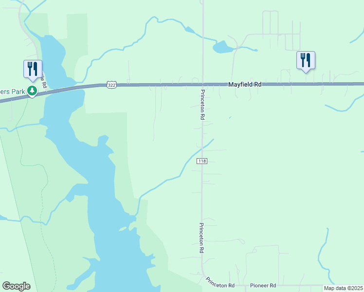 map of restaurants, bars, coffee shops, grocery stores, and more near 12496 Princeton Road in Huntsburg