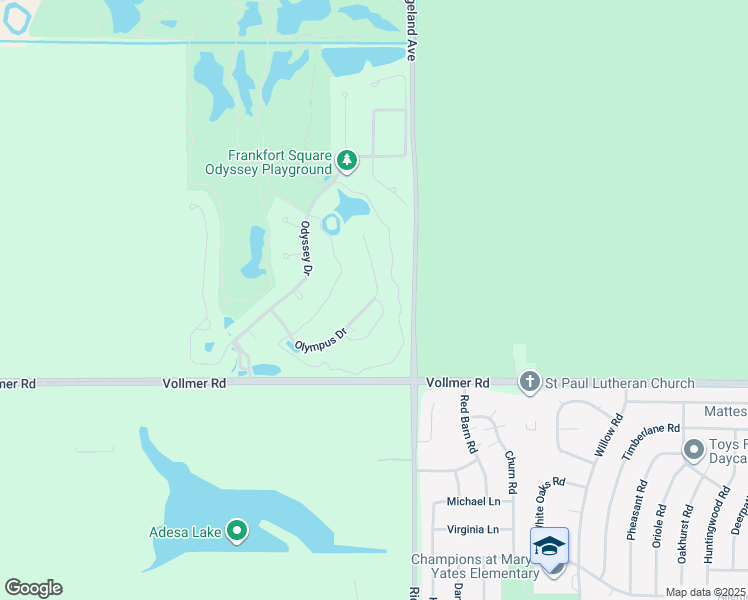 map of restaurants, bars, coffee shops, grocery stores, and more near 77 Apollo Court in Tinley Park