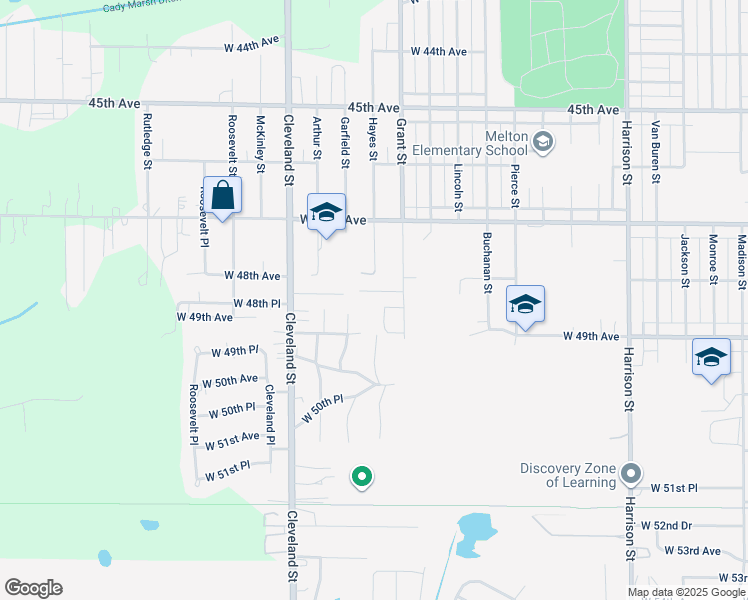 map of restaurants, bars, coffee shops, grocery stores, and more near 1727 W 48th Pl in Gary