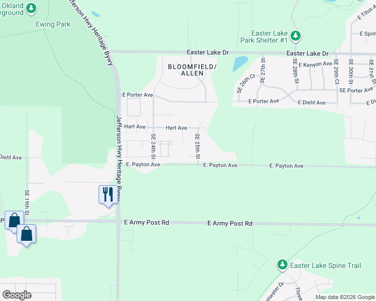 map of restaurants, bars, coffee shops, grocery stores, and more near 2454 East Highview Drive in Des Moines