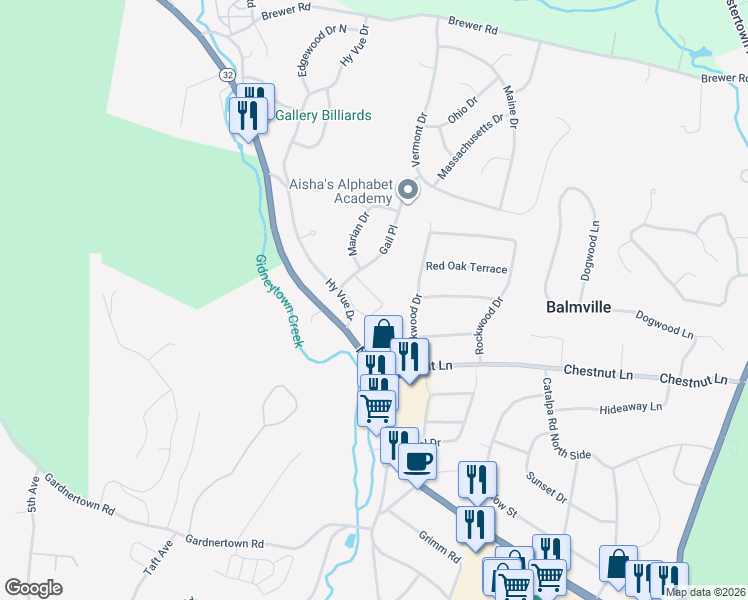 map of restaurants, bars, coffee shops, grocery stores, and more near 1402 Barclay Manor in Newburgh