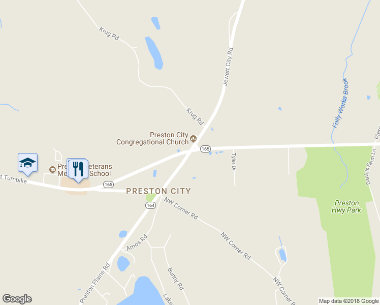 map of restaurants, bars, coffee shops, grocery stores, and more near 310 Route 164 in Preston