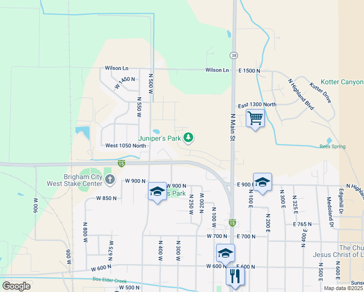 map of restaurants, bars, coffee shops, grocery stores, and more near 324 West 950 North in Brigham City