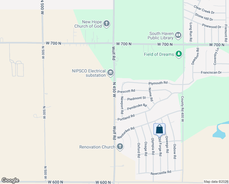 map of restaurants, bars, coffee shops, grocery stores, and more near 666 Wolf Road in Valparaiso