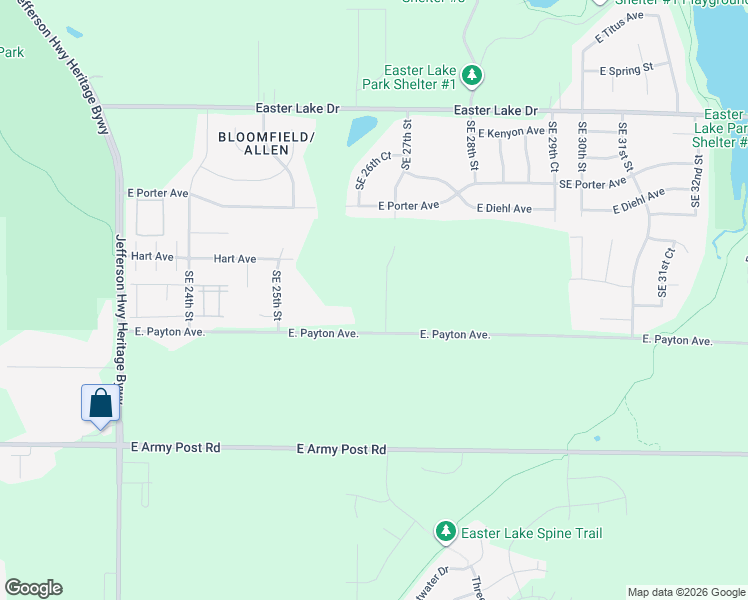 map of restaurants, bars, coffee shops, grocery stores, and more near 2650 E. Payton Ave. in Des Moines