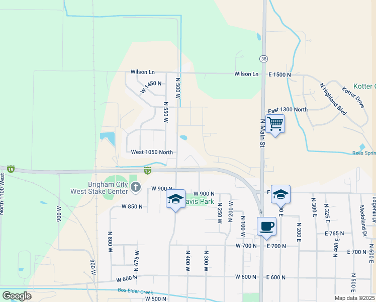 map of restaurants, bars, coffee shops, grocery stores, and more near 1025 North 450 West in Brigham City