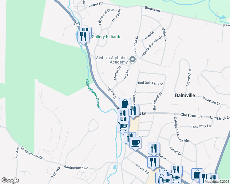 map of restaurants, bars, coffee shops, grocery stores, and more near 100 Barclay Manor in Newburgh