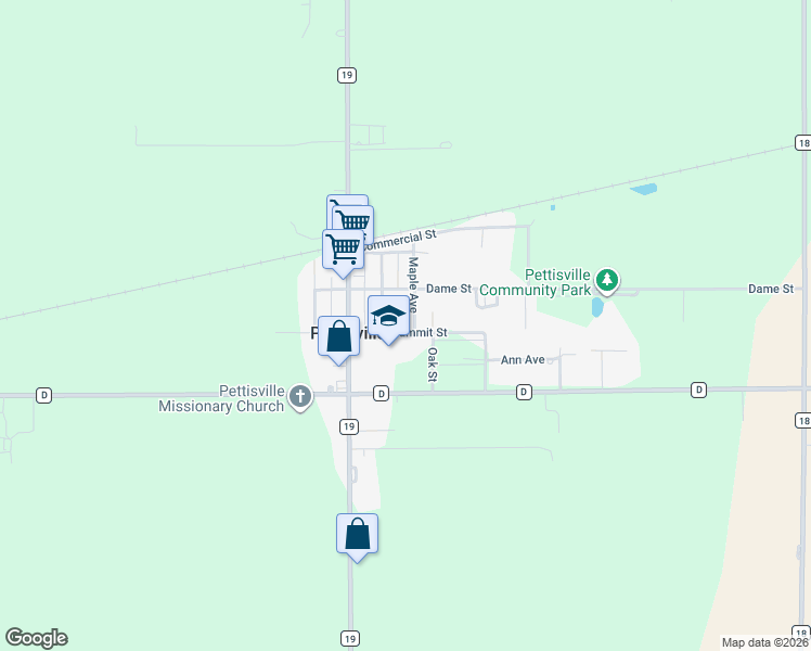 map of restaurants, bars, coffee shops, grocery stores, and more near 153 Oak Drive in Wauseon