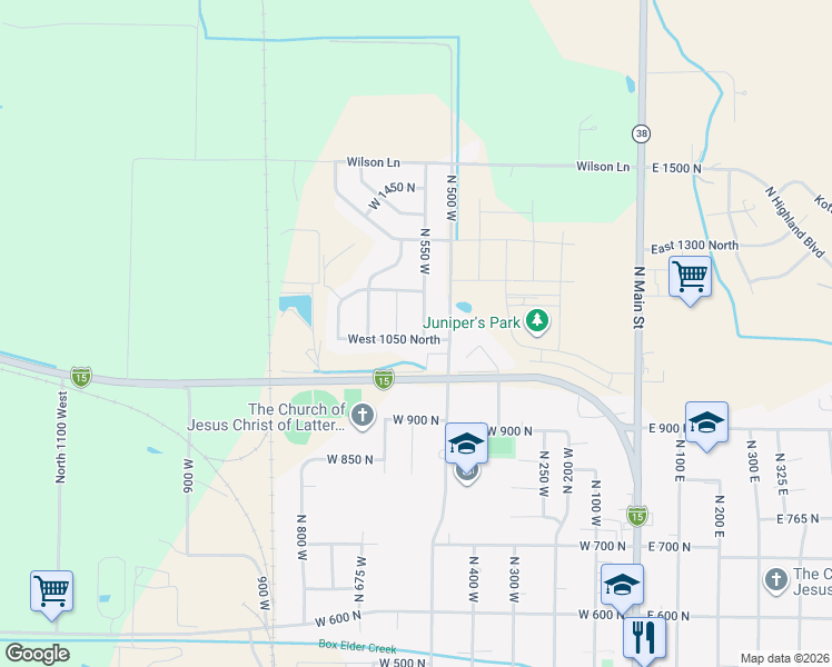 map of restaurants, bars, coffee shops, grocery stores, and more near 1063 North 550 West in Brigham City