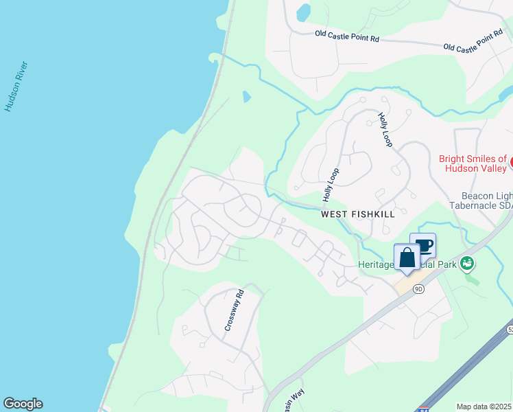 map of restaurants, bars, coffee shops, grocery stores, and more near 2301 Boscobel Loop in Wappingers Falls