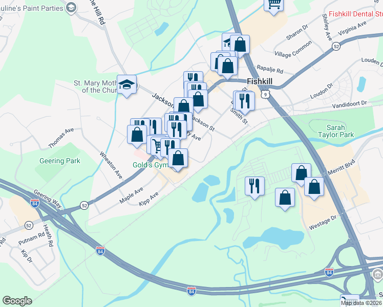 map of restaurants, bars, coffee shops, grocery stores, and more near 986 Main Street in Fishkill