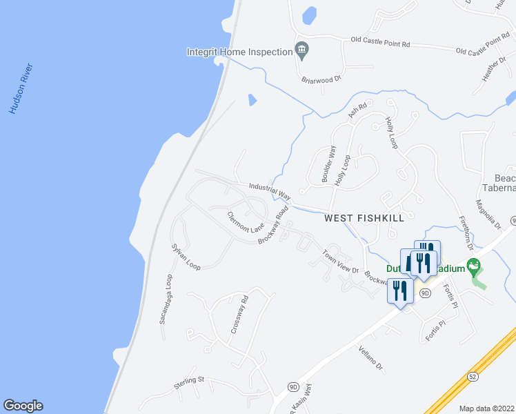 map of restaurants, bars, coffee shops, grocery stores, and more near 2301 Boscobel Loop in Wappingers Falls